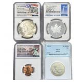 [4 Coins] 1921-2019 Mixed U.S. Coins & Silver Cana