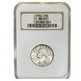 1950 Washington Silver Quarter NGC MS67