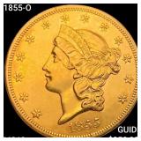 1855-O $20 Gold Double Eagle CHOICE BU+