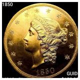 1850 $20 Gold Double Eagle CHOICE BU+ PL