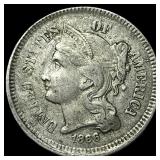 1866 Nickel Three-Cent Piece NEARLY  UNCIRCULATED