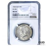 1964-D/D Kennedy Half Dollar NGC MS64