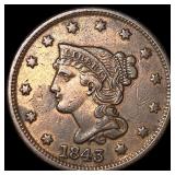 1843 Braided Hair Large Cent CLOSELY  UNCIRCULATE