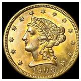 1906 Liberty Head Gold Quarter Eagle $2.50 GEM BU