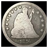 1876-CC Silver Seated Liberty Quarter NICELY  CIR