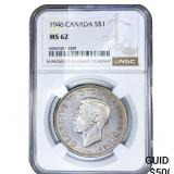 1946 $1 Sliver Canada NGC MS62