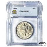 1943 Walking Liberty Half Dollar ICG MS65