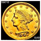 1847-D $2.50 Gold Quarter Eagle UNCIRCULATED