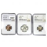 [3 Coins] 1909-1948 Mixed U.S. Coin Lot NGC MS64-6
