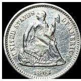 1863-S Silver Seated Liberty Half Dime NEARLY  UN