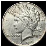 1924 Silver Peace Dollar CLOSELY UNCIRCULATED