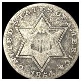 1854 Silver Three-Cent Piece LIGHTLY CIRCULATED