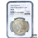 1922-D  Silver Peace Dollar NGC AU58 VAM-7B TDR