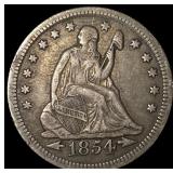 1854-O Silver Seated Liberty Quarter NEARLY UNCIRC