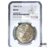 1884-CC Morgan Silver Dollar NGC MS64