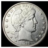1911 Silver Barber Half Dollar CLOSELY  UNCIRCULA