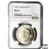 1937 $1 Sliver Canada NGC MS63