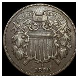 1870 Copper 2 Cents NEARLY UNCIRCULATED