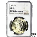 1923 Silver Peace Dollar NGC MS63