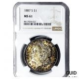 1887 Morgan Silver Dollar NGC MS61
