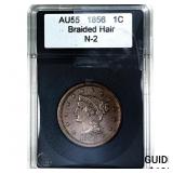 1856 Braided Hair Large Cent AU55
