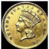 1856 Gold $1 Indian Princess Type 3 NEARLY  UNCIR
