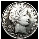 1901 Silver Barber Half Dollar CLOSELY  UNCIRCULA