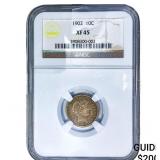 1902 Barber Dime NGC XF45