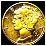 1/10oz .9999 Gold Round Mercury SUPERB GEM BU