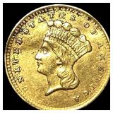 1856 Gold $1 Indian Head Type 2 CLOSELY UNCIRCULAT