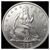 1858 Seated Liberty Half Dollar CLOSELY UNCIRCULAT