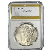 1935-S Silver Peace Dollar PGA MS63