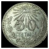 1944M Mexico Silver 50 Centavos