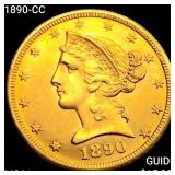 1890-CC $5 Gold Half Eagle UNCIRCULATED