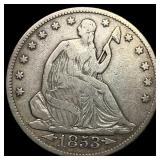1853 Arrows Seated Liberty Half Dollar CHOICE AU