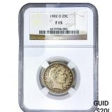 1902-O Barber Quarter NGC F15
