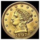 1907 Liberty Head Gold Quarter Eagle $2.50 UNCIRCU