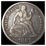 1887-S Silver Seated Liberty Dime NEARLY  UNCIRCU