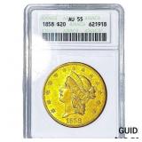 1858 $20 Gold Double Eagle ANACS AU55