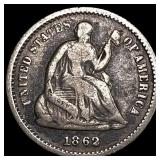 1862 Seated Liberty Half Dime NEARLY  UNCIRCULATE