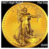 1907 High Relief Flat Edge $20 Gold Double Eagle U