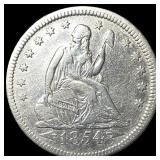 1854 Arrows Seated Liberty Silver Quarter NEARLY U