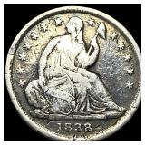 1838 No Drapery Seated Liberty Half Dime LIGHTLY C