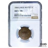 1864 2C Shield NGC AU58 BN Large Motto