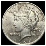 1924 Silver Peace Dollar NEARLY UNCIRCULATED