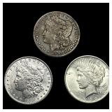 [3 Coins] 1888-1922 Silver Morgan & Peace $1