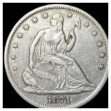1871-S Silver Seated Liberty Half Dollar  NEARLY