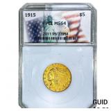 1915 $5 Gold Half Eagle PCI MS64