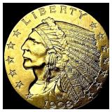 1908 Indian Head $2.5 Gold Quarter Eagle  UNCIRCU