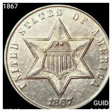 1867 Silver Three Cent UNCIRCULATED +